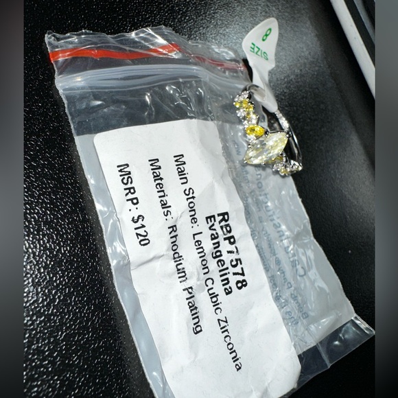 Lemon Cubic Zirconia Rhodium Plating BP Ring - Picture 3 of 5